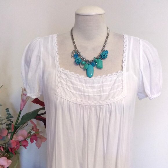 Vintage NEW Euro Collection Handmade Teal Blue Beads Silver Tone Necklace - Picture 6 of 8